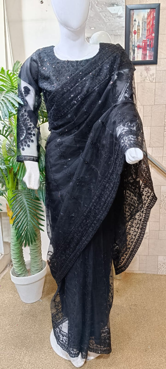 Elegant Women’s stunning black Saari for Party Wear – Stylish & Trendy Outfits