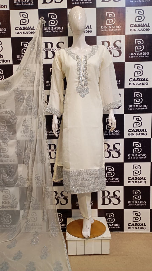 Elegant White 3 Piece Dress – Beautiful Women’s Party & Formal Wear